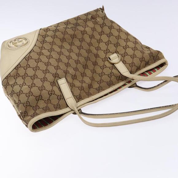 GUCCI GG Canvas Tote Bag Beige Gold - Picture 7 of 13